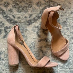 JCrew Light Pink Ankle Strap, Block Heel
